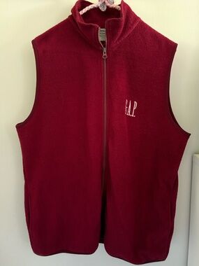 GAP Nadia’s Collection Deep Red Fleece Vest with White Embroidered Logo